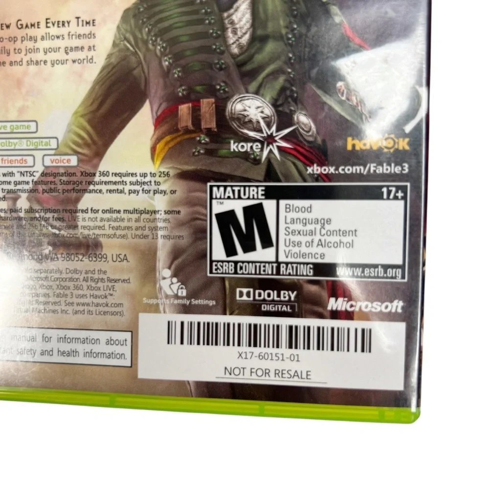 Fable 3 III Xbox 360 Preowned Original Case & Manual User Guide